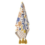 Bloomingville Figuria Wohndecke Vogelmotiv 160 x 130 cm mit recycelter Baumwolle mit Quasten