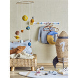 Bloomingville MINI Korb braun/schwarz mit Deckel Rakete Seegras Aufbewahrungskorb Kinderzimmer