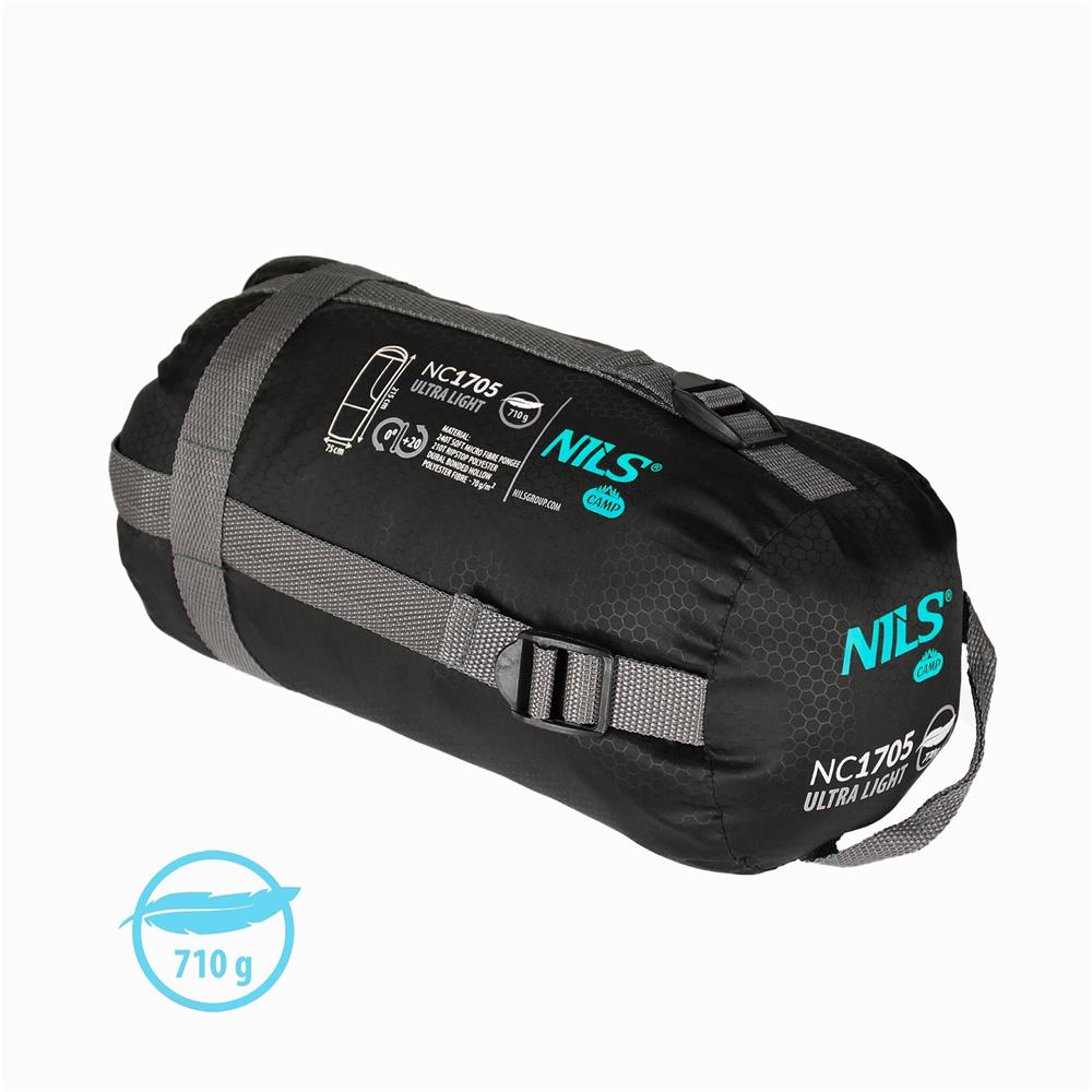 NILS CAMP Ultra Light Schlafsack Schwarz-Blau - leichter Sommerschlafsack für Camping & Trekking