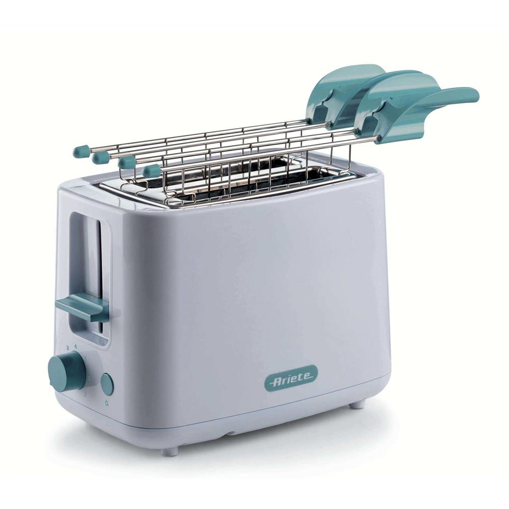 Ariete Breakfast Toaster, Weiß, 2-Scheiben-Toaster mit Sandwichzangen, Klassisches Design