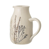 Bloomingville Bea Wasserkrug in Beige 1,5L aus Steingut mit Blumenmotiv im dänischen Design
