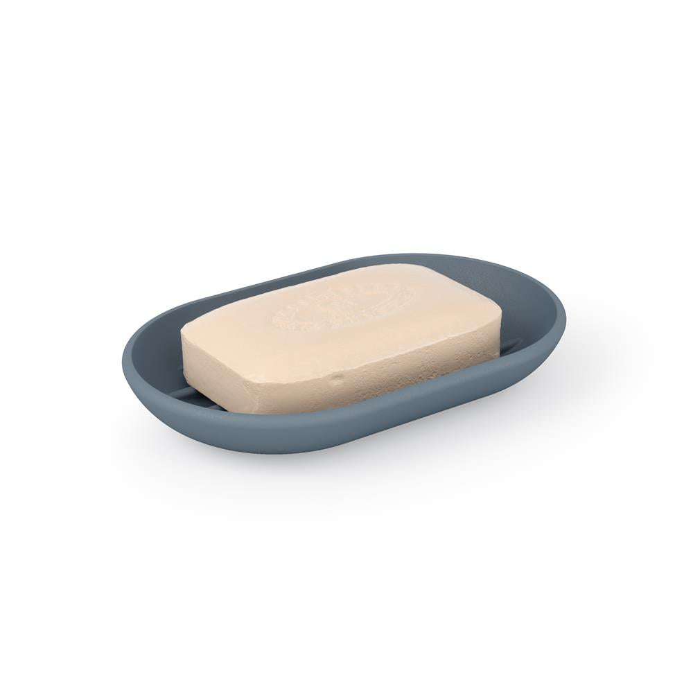 Umbra Touch Seifenschale, ovale Seifenablage mit Soft Touch Finish, in Schieferblau