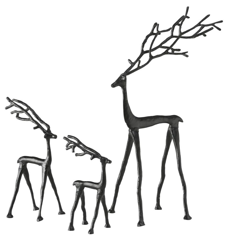 BOLTZE Dekofigur Hirsch Frody 3er Set Schwarz Weihnachtsdekoration Modernes Design