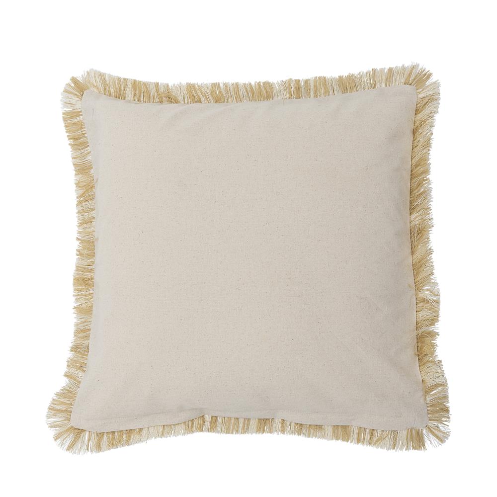 Bloomingville Asu Kissen Braun – Dekokissen 50x50 cm mit floralem Print & Fransen