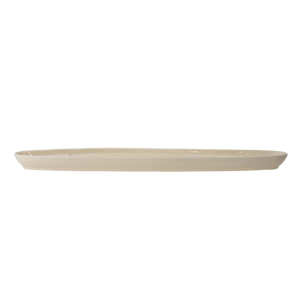 Bloomingville Bea Servierplatte, Natur, 35,5x8cm, Steingut, mit Blumenmotiv, dänisches Design