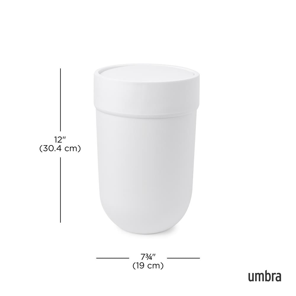Umbra Touch Abfalleimer 6 L mit Schwingdeckel, in Weiß, Kosmetikeimer, Papierkorb, Badezimmereimer