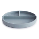 Mushie Silikon-Kinderteller, Powder Blue, Geteilter Teller mit Rutschfestem Saugnapf