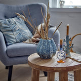 Bloomingville Hetty Vase Blau Steingut Landhausstil 22cm