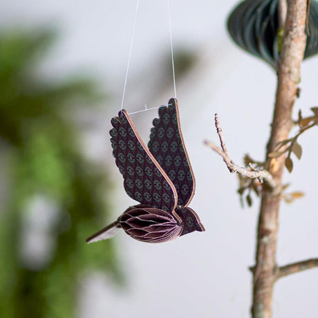 Bloomingville Sagalin Baumanhänger Vogel – 11,5 cm, Braun, aus MDF und Papier