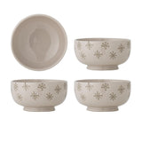 Bloomingville Snowie Schale Natur Steingut 4er Set Weihnachtsschalen 584 ml