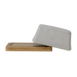 Bloomingville Josefine Butterdose Grau 16x7,5x12cm Steingut mit Bambus-Tablett