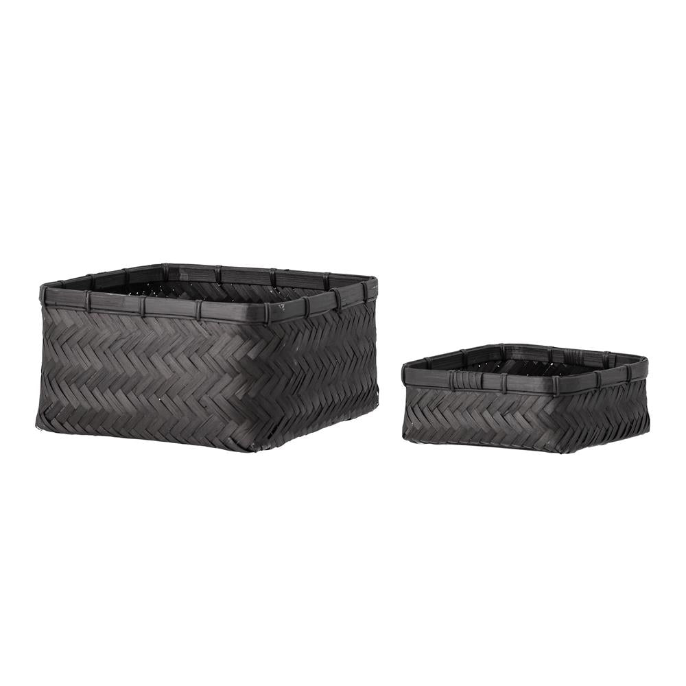 Bloomingville Donia Körbe 2er Set, schwarz gefärbter Bambus, dänisches Design