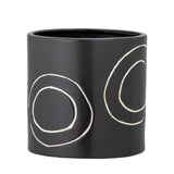 Bloomingville Troy Blumentopf Schwarz Steingut D14xH14 cm – dekorativer Pflanztopf