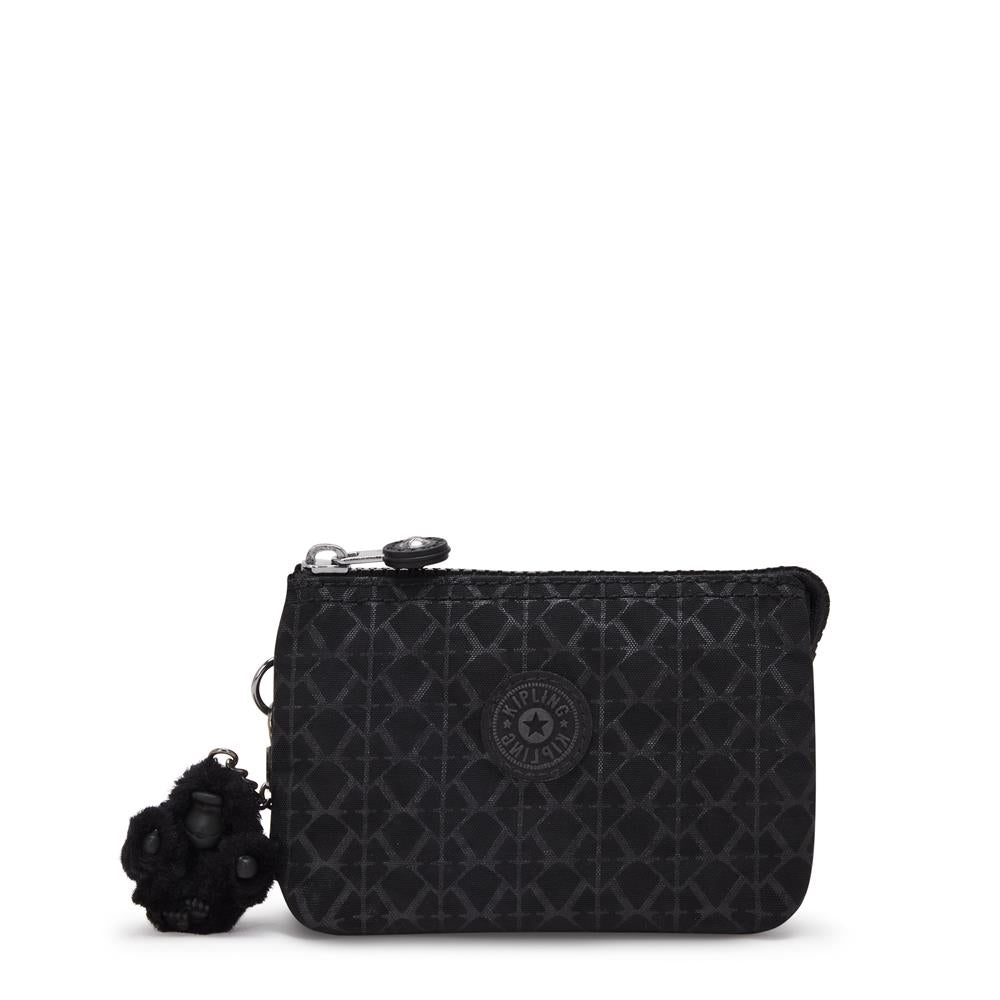 Kipling CREATIVITY S, kleine Geldbörse, Signature Emb (schwarz), Portemonnaie mit Reißverschluss