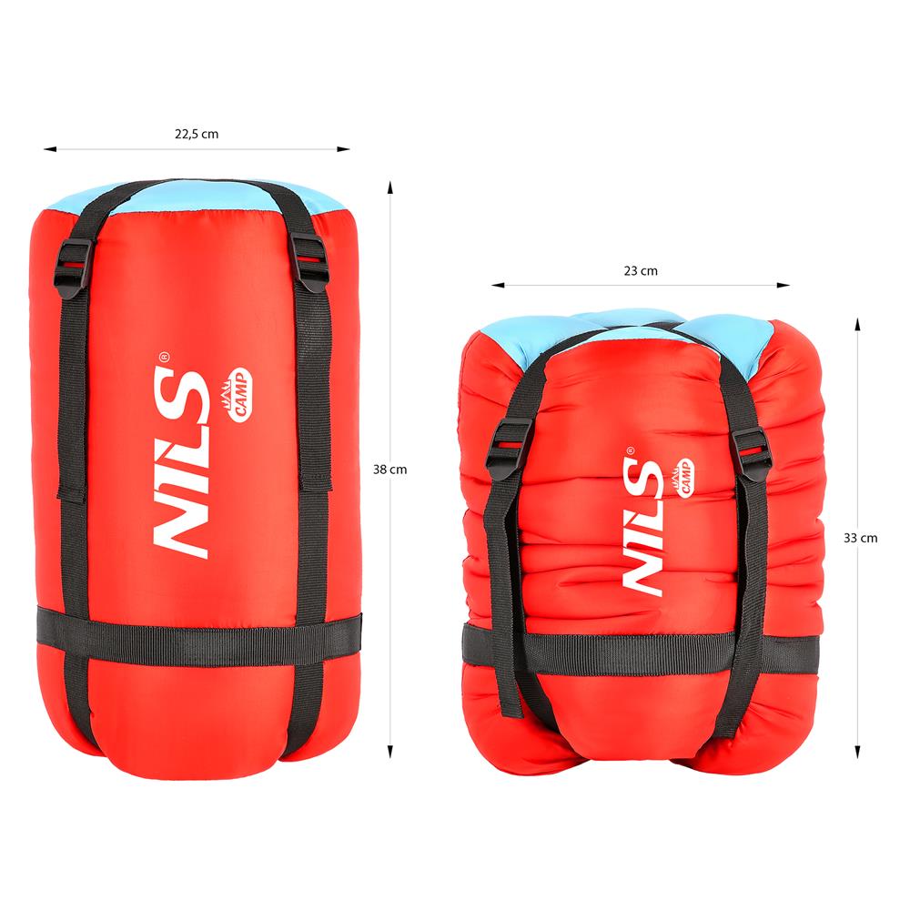 NILS CAMP Schlafsack Rot-Blau - Mumienschlafsack für Camping, Trekking & Outdoor