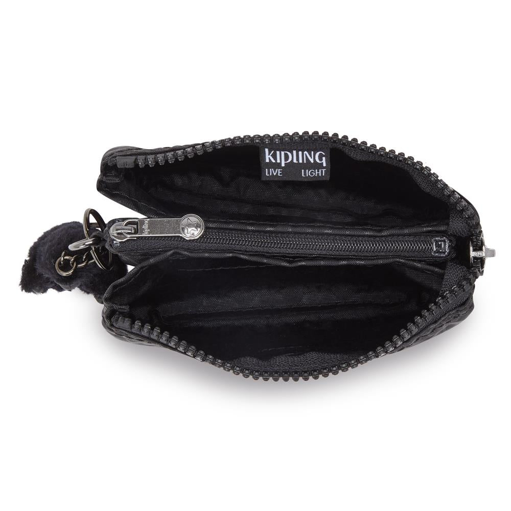 Kipling CREATIVITY S, kleine Geldbörse, Signature Emb (schwarz), Portemonnaie mit Reißverschluss
