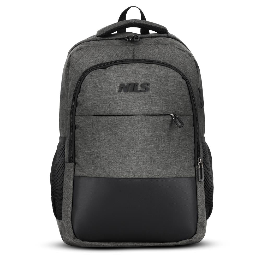 NILS City Rucksack 18L Grau - Laptoprucksack mit USB- und USB-C-Anschlüssen Arbeit Uni Alltag