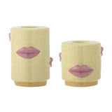 Bloomingville Sassy Kerzenhalter Gelb Steingut 2er Set – verspieltes Lippen-Set