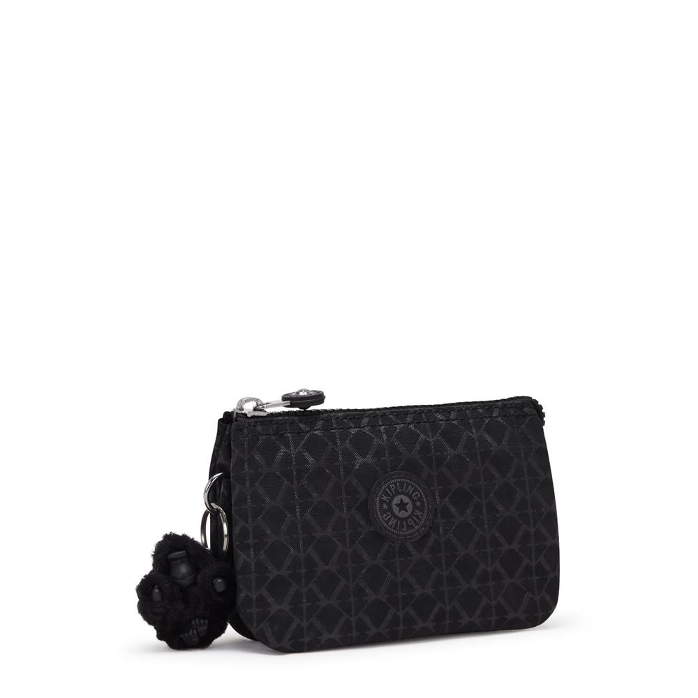 Kipling CREATIVITY S, kleine Geldbörse, Signature Emb (schwarz), Portemonnaie mit Reißverschluss