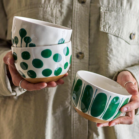 Bloomingville Linora Schalen grün Steingut 3er Set D12,5xH8 cm 580 ml