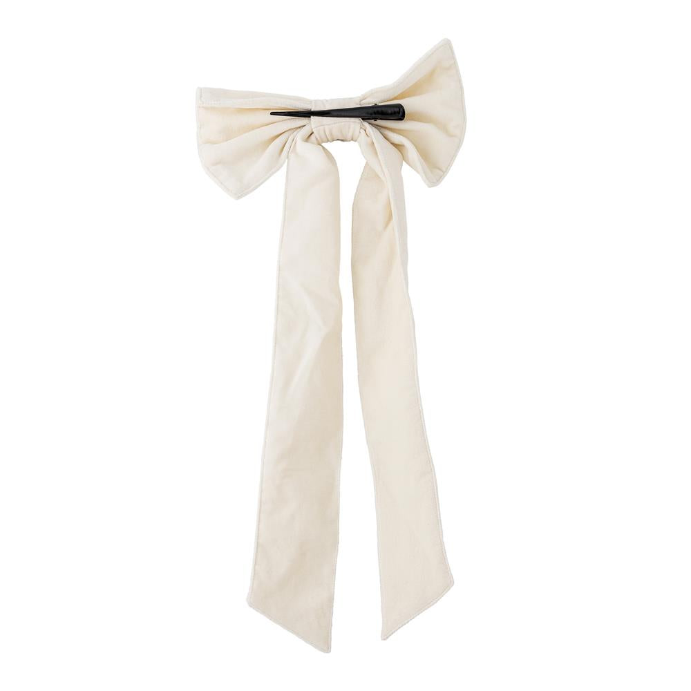 Bloomingville Ruby Weihnachtsschleife, Weiß, Samtschleife mit Clip 53 cm