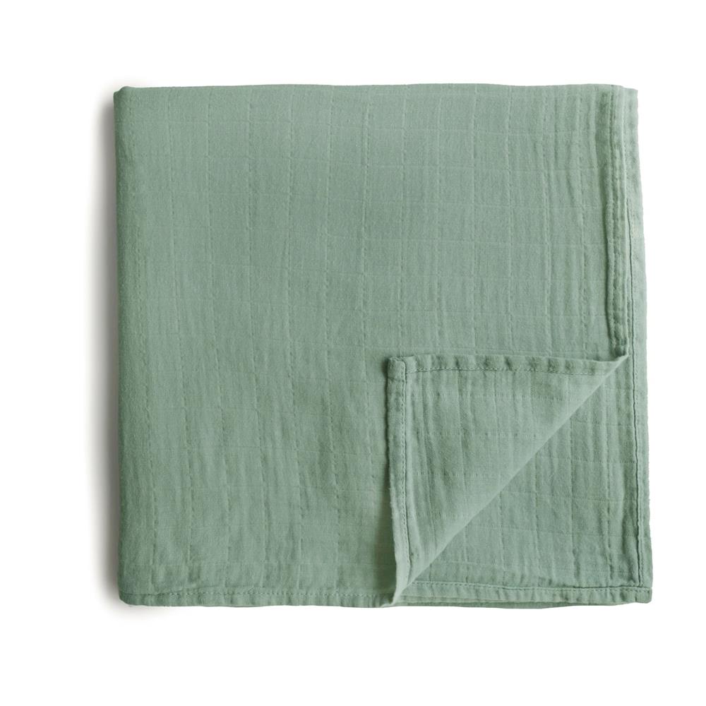 Mushie Musselin-Baby-Wickeldecke, Roman Green, Pucktuch aus 100% Bio-Baumwolle