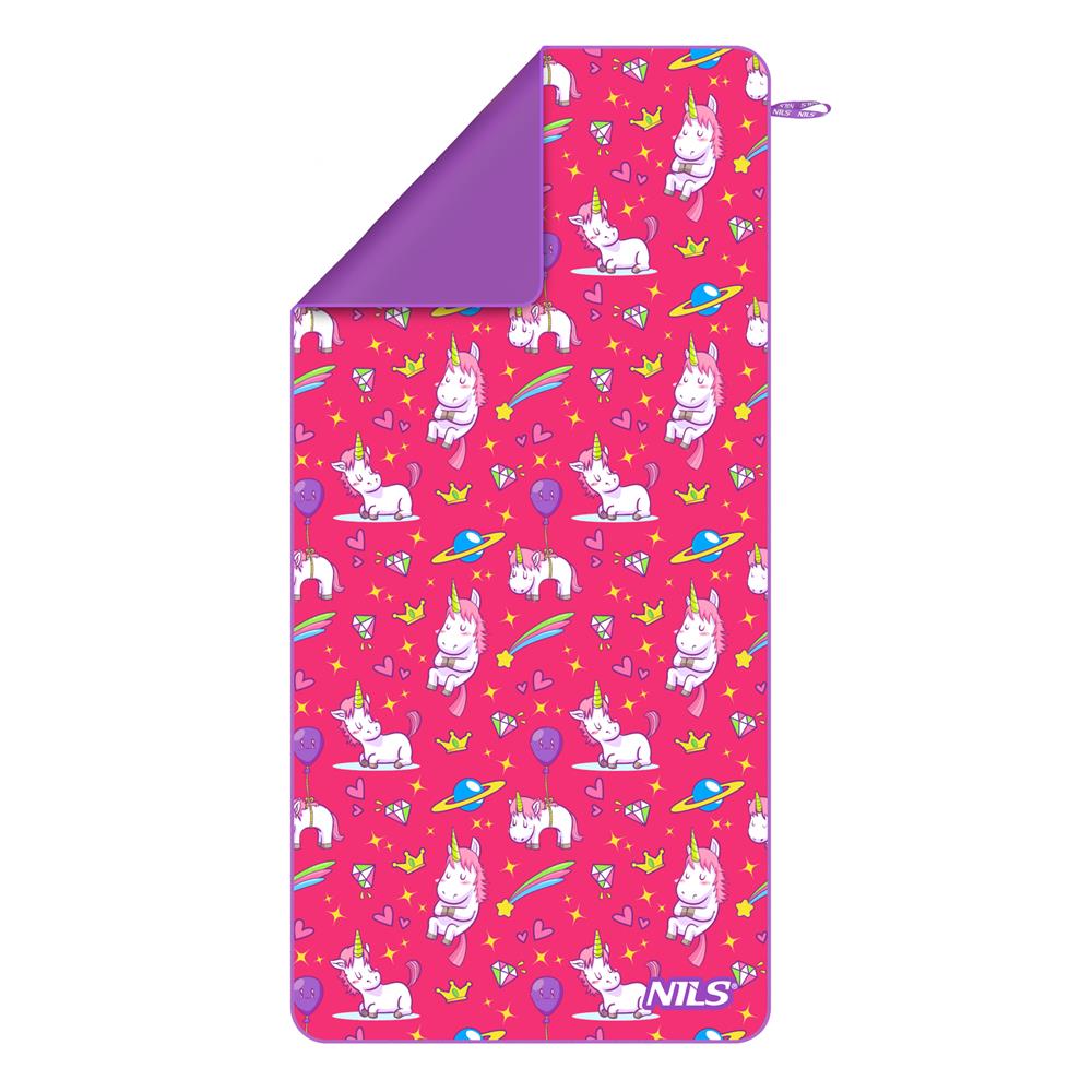 NILS Mikrofaser Kinderhandtuch 160x80 cm Unicorn - leichtes Handtuch für Camping, Strand & Schule