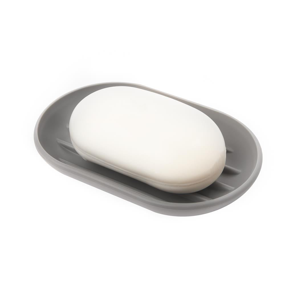 Umbra Touch Seifenschale Grau ovale Seifenablage mit Soft Touch Finish für Badezimmer und Küche