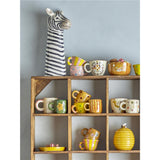 Bloomingville MINI Addy Tasse, Natur mit bunten Blumen, Steingut, Kindertasse, dänisches Design
