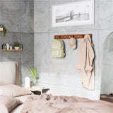 Umbra Flip Wandgarderobe, Garderobenleiste in Walnuss Hell, mit 8 beweglichen Haken in Warmes Gold