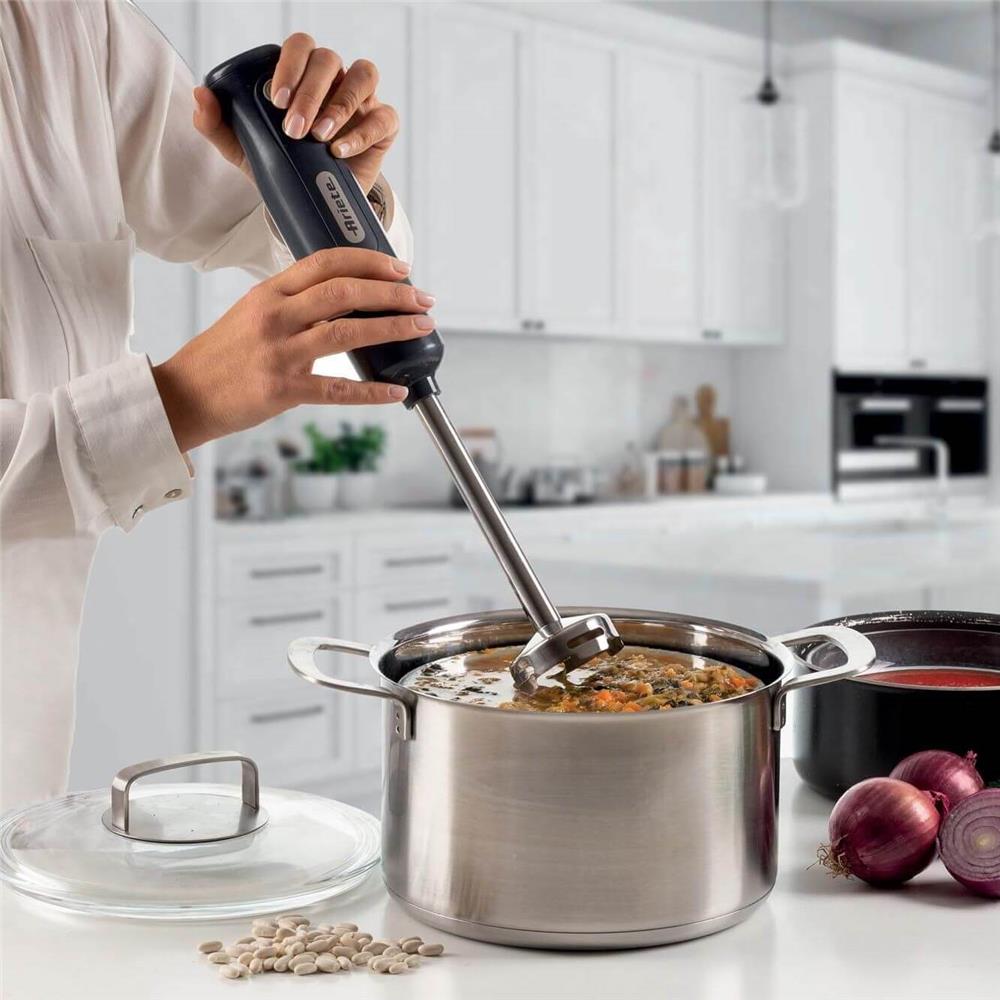 Ariete Breakfast Stabmixer-Set, Dunkelgrau, 3in1 Pürierstab Set, 700W, Klassisches Design