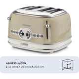 Ariete Vintage Toaster, Beige, 4-Scheiben-Toaster mit 6 Bräunungsstufen, 1600W