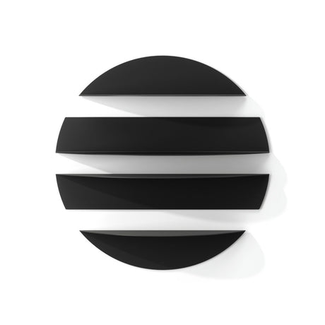 Umbra Solis Wandregal in Schwarz, rundes Metallregal mit 4 separaten Ablageelementen