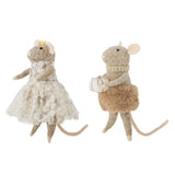 Bloomingville Peo Mäuse Anhänger, Braun, Wollfiguren 2er Set Weihnachtsdeko