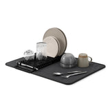 Umbra Udry Geschirr Abtropfgestell und Mikrofaser Abtropfmatte, Faltbar, Platzsparend, 61 x 45 cm, in Schwarz