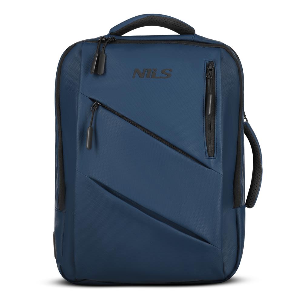 NILS Laptop Rucksack 15L Blau - mit USB- und USB-C-Anschlüssen Arbeit Schule Uni Reisen