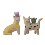 Bloomingville Mamie Kerzenhalter 2er Set – handbemaltes Steingut, warmes Braun