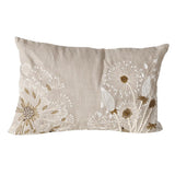 BOLTZE Kissen Finna 60x39 cm - Handgewebtes Leinenkissen mit floraler Stickerei