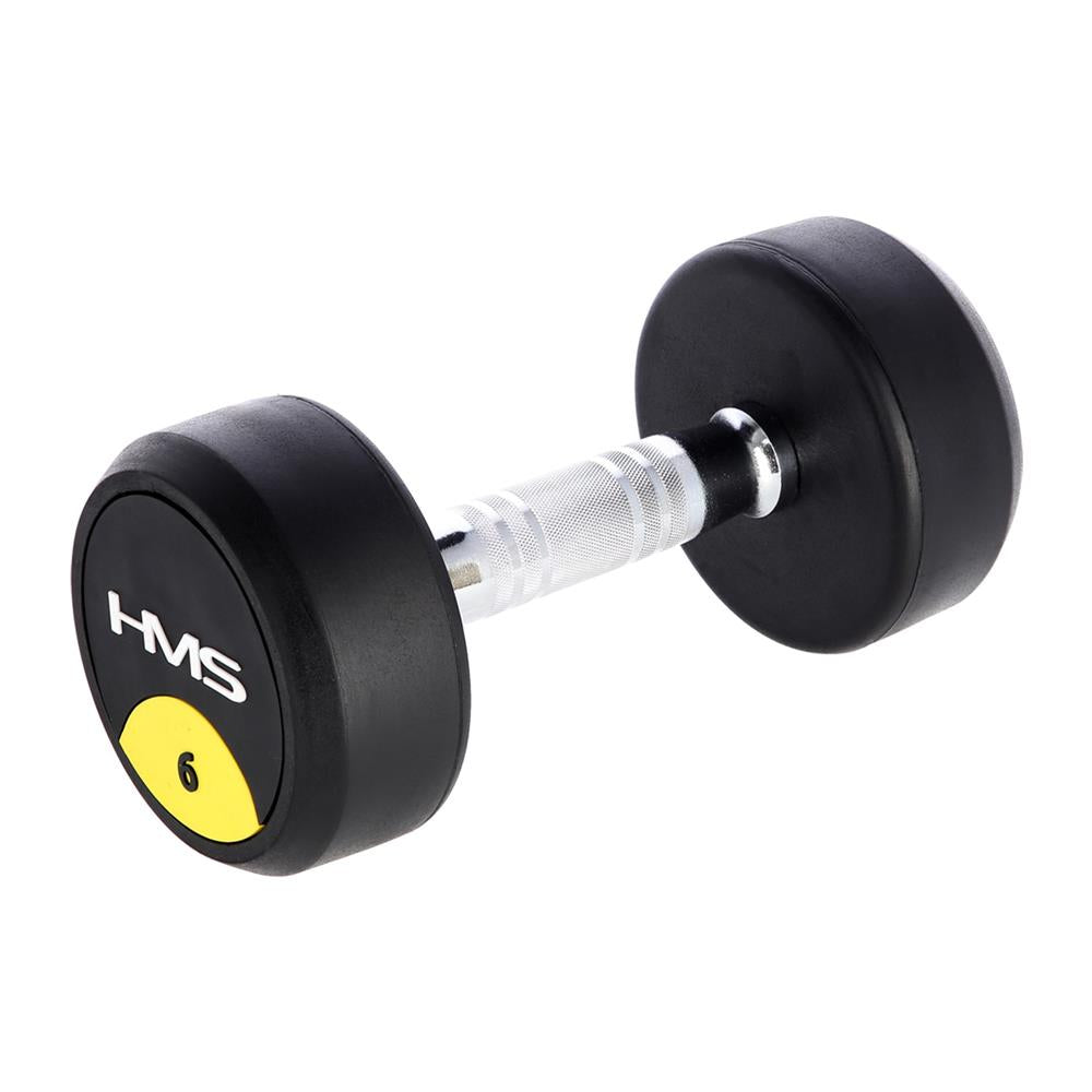 Kurzhantel 6 kg gummiert rund Schwarz | HMS HG PRO