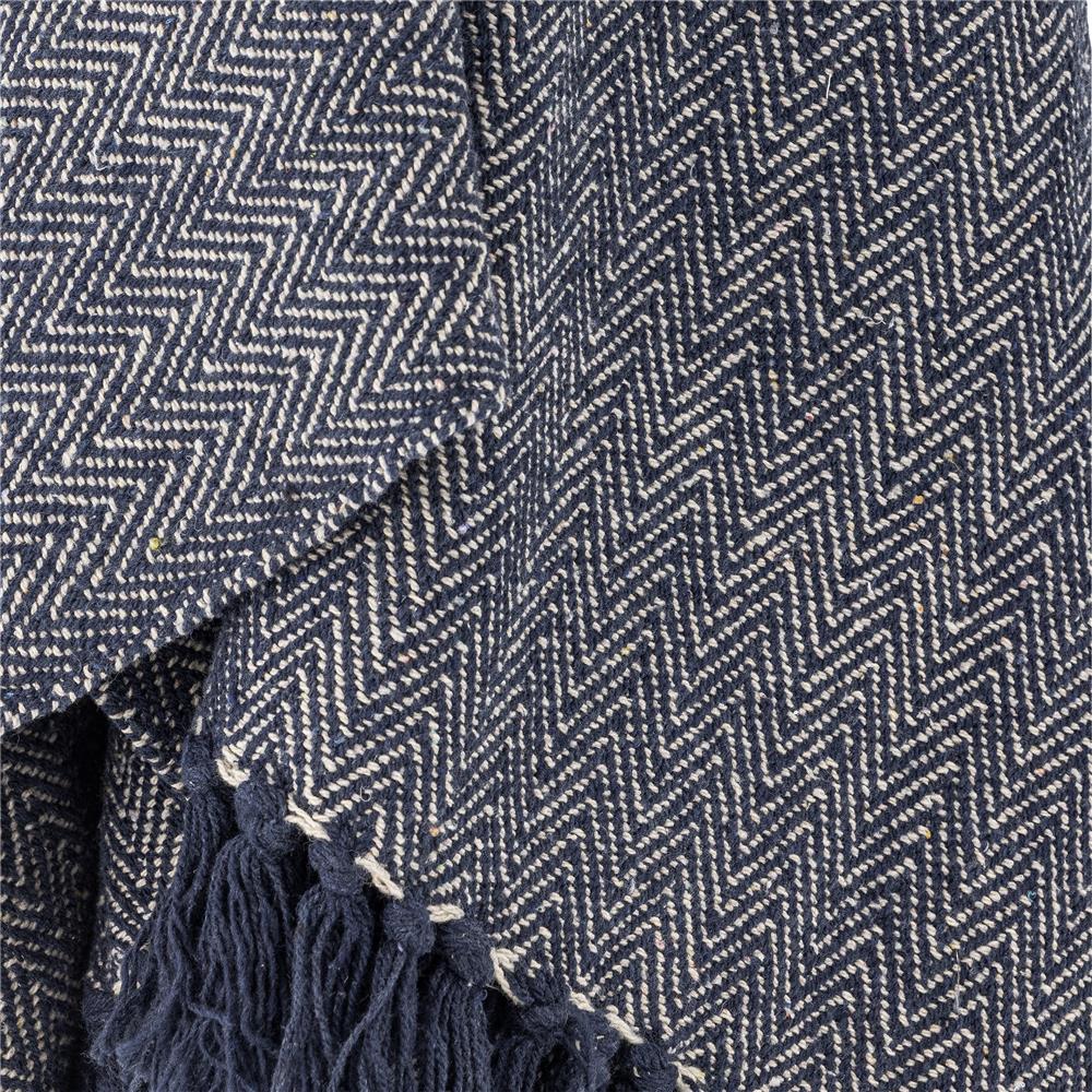 Bloomingville Herringbone Decke Blau Baumwolle Wohndecke 160x130cm