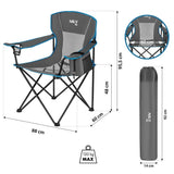 NILS CAMP Campingstuhl klappbar Grau - Klappstuhl mit Taschen & Becherhalter für Camping