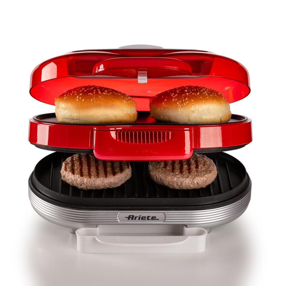 Ariete Party Time Hamburger Maker, Rot, Sandwichmaker, Retro-Design, 50er Jahre-Stil