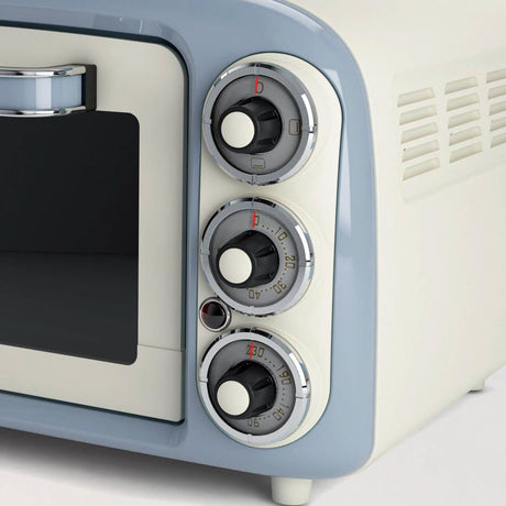 Ariete Vintage Mini Backofen, Blau, 18L Elektrobackofen im Retro-Design, 1380W, 230°C