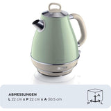 Ariete Vintage Wasserkocher, Grün, 1,7L Edelstahlkessel, 2000W, Elegantes Retro-Design
