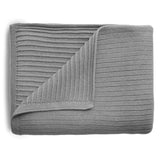Mushie Gestrickte Babydecke Rippenmuster, Gray Melange, aus 100% Bio-Baumwolle