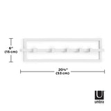Umbra Cubiko Wandgarderobe mit 5 Garderobenhaken, Garderobenleiste mit beweglichen Haken, in Weiß