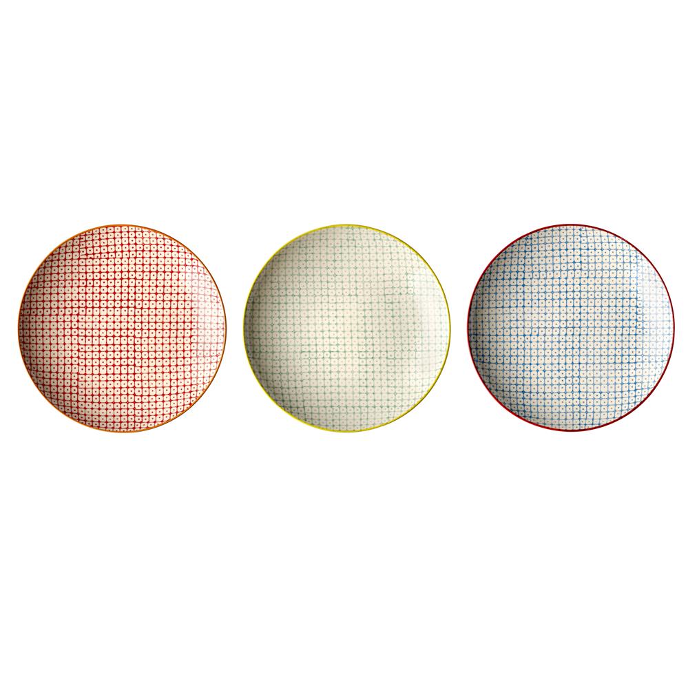 Bloomingville Carla Teller, 3er Set, Bunt, 25cm, Steingut, dänisches Design