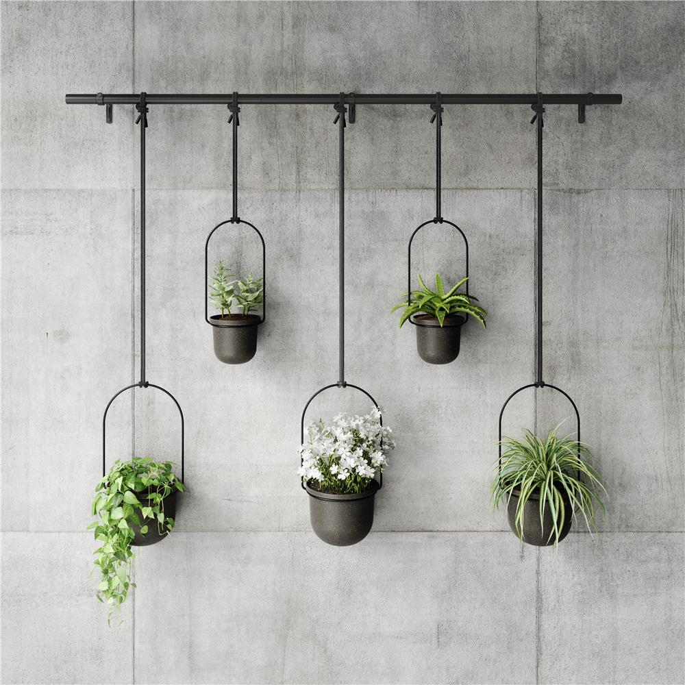 Umbra Triflora Vase in Schwarz, 5er-Hängeblumentopf für Wand- und Deckenmontage