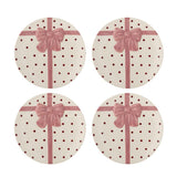 Bloomingville Bowie Teller 4er Set 20,5 cm rosa Steingut mit Schleifenmotiv Dessertteller Weihnachten