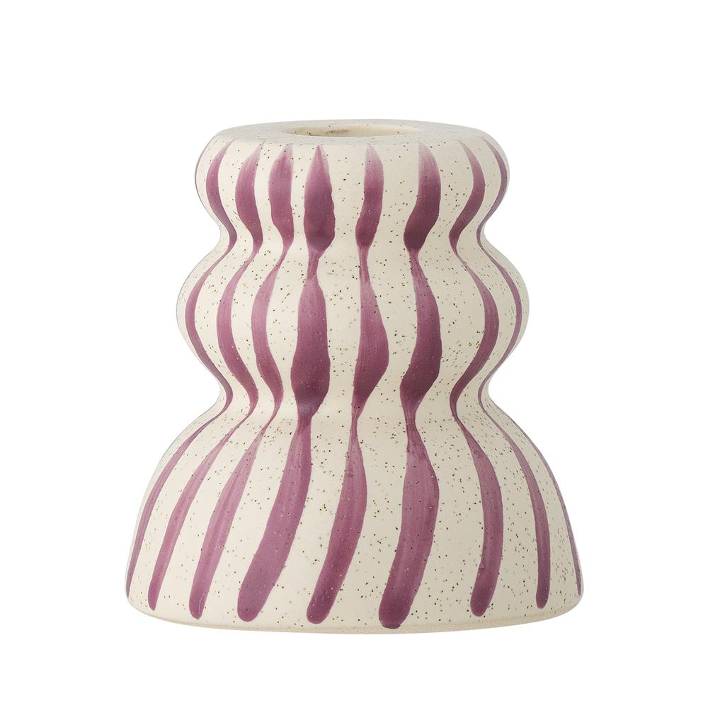 Bloomingville Gabin Kerzenhalter Violett Ø8 cm – Steingut, handbemalt & grafisch